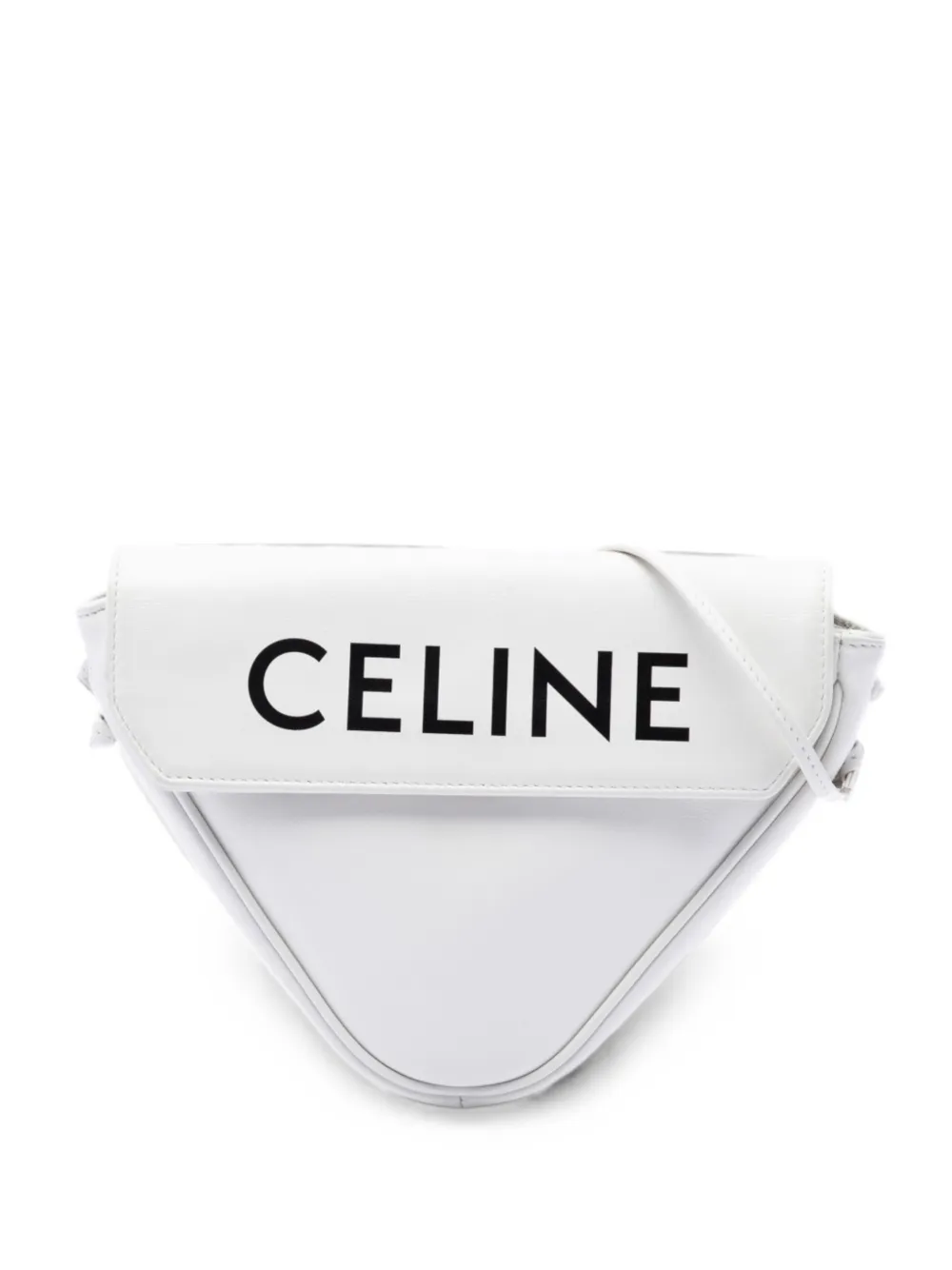 Celine Pre-Owned 2020 Smooth Calfskin Logo Triangle crossbody bag - Weiß
