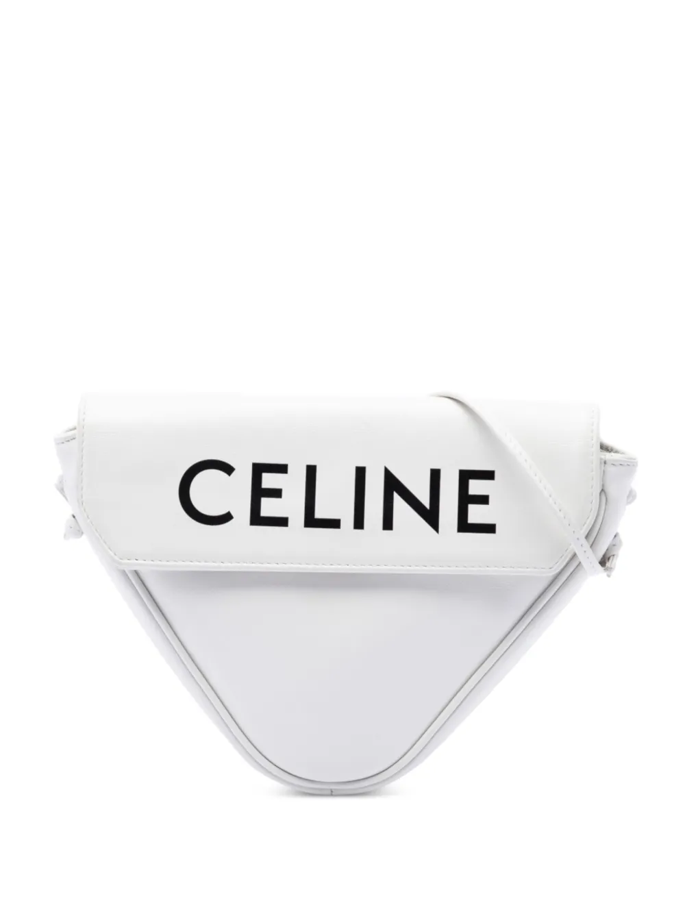 Celine Pre-Owned 2020 Smooth Calfskin Logo Triangle crossbody bag - Bianco