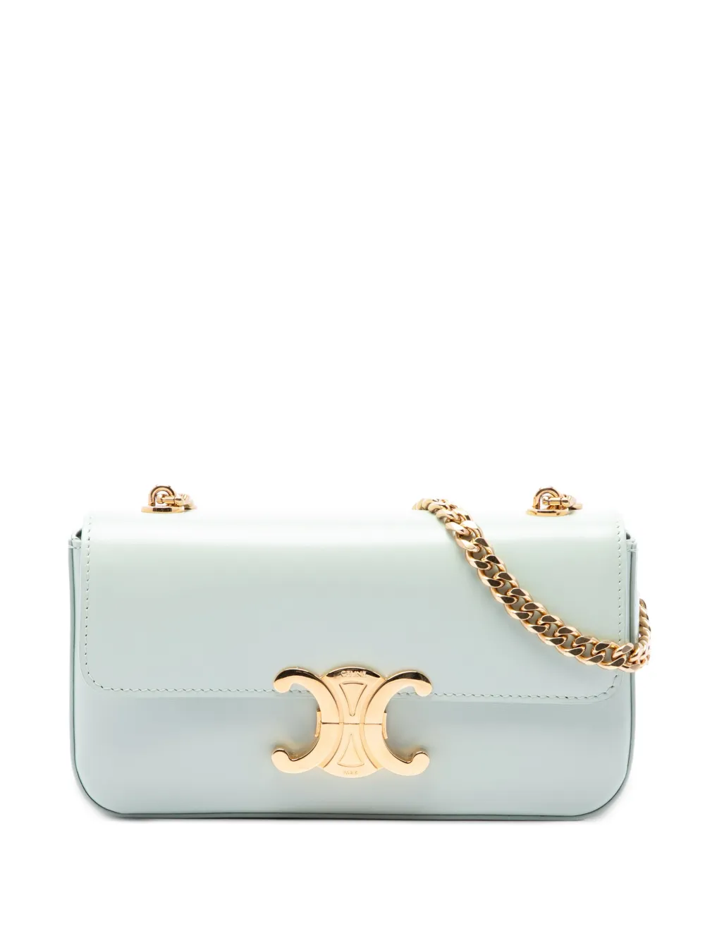 Celine Pre-Owned 2022 Shiny Calfskin Triomphe Claude Chain shoulder bag - Verde