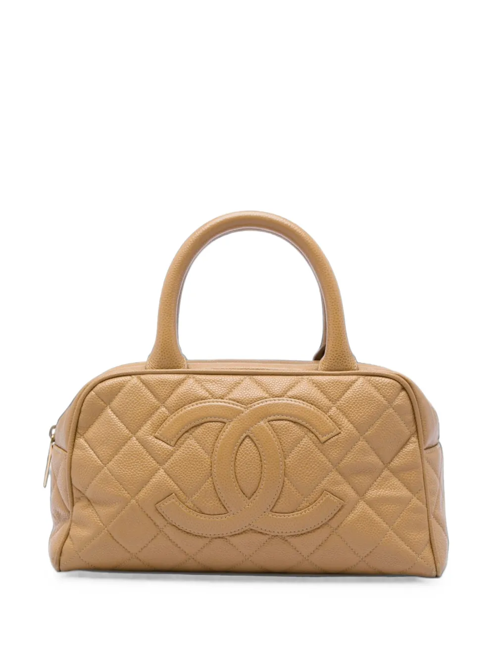 CHANEL Pre-Owned 2003-2004 gesteppte Caviar Bowlingtasche mit CC-Logo - Braun