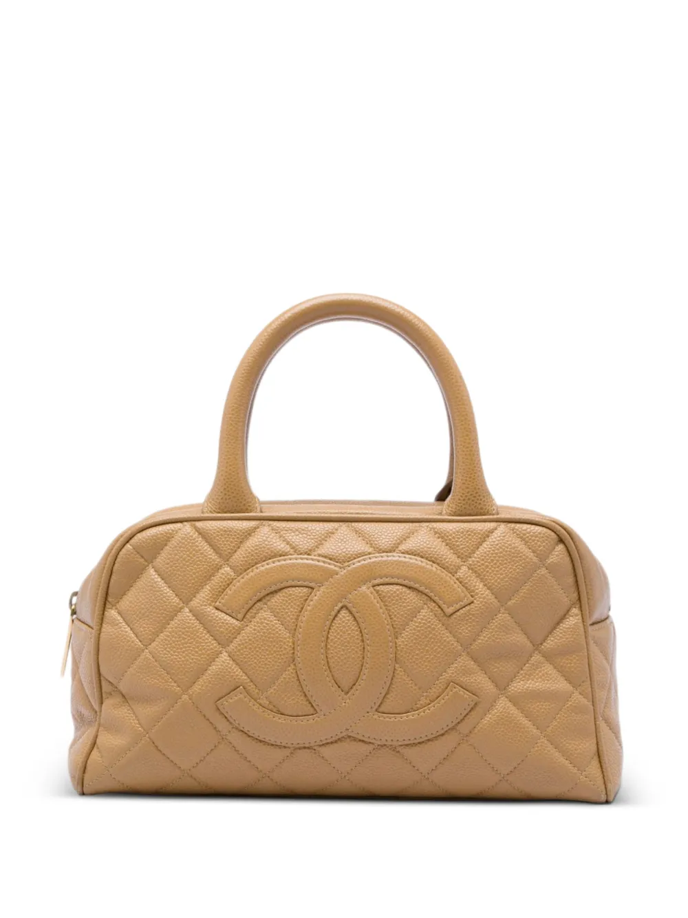 CHANEL Pre-Owned Borsa a mano CC in pelle Caviar trapuntata 2003-2004 - Marrone