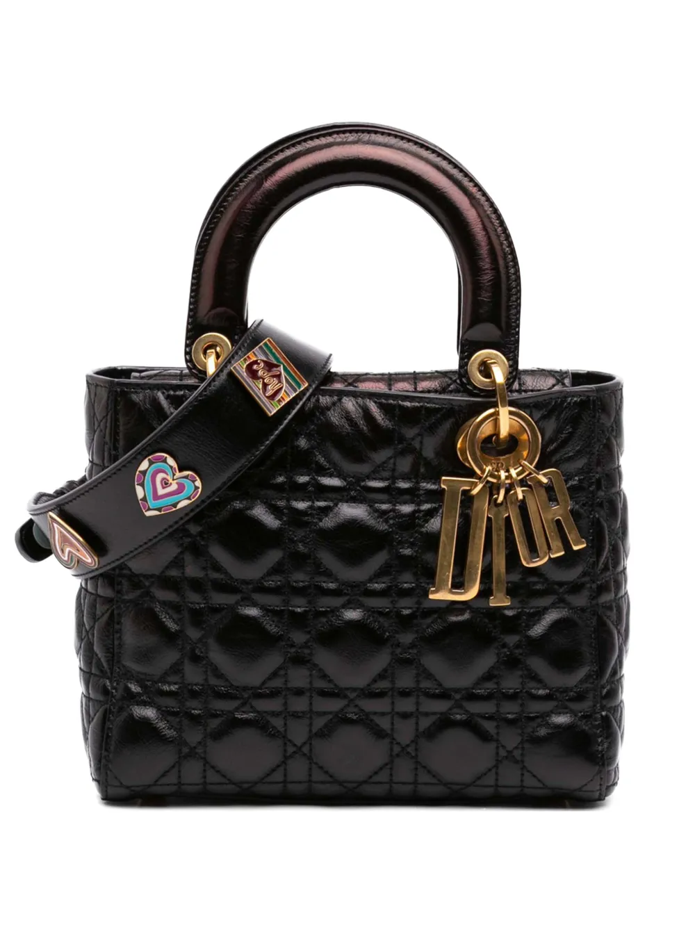Christian Dior Pre-Owned 2018 Small Crinkled Patent Cannage My ABCDior Lady Dior satchel - Schwarz