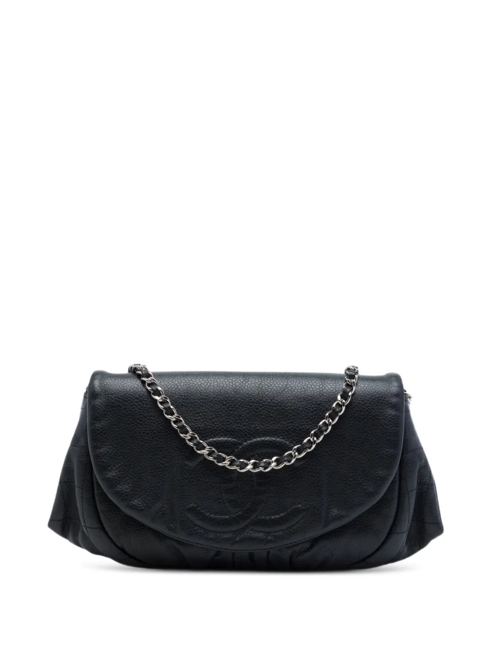CHANEL Pre-Owned Borsa a tracolla Half Moon CC in pelle Caviar con catena 2010-2011 - Nero