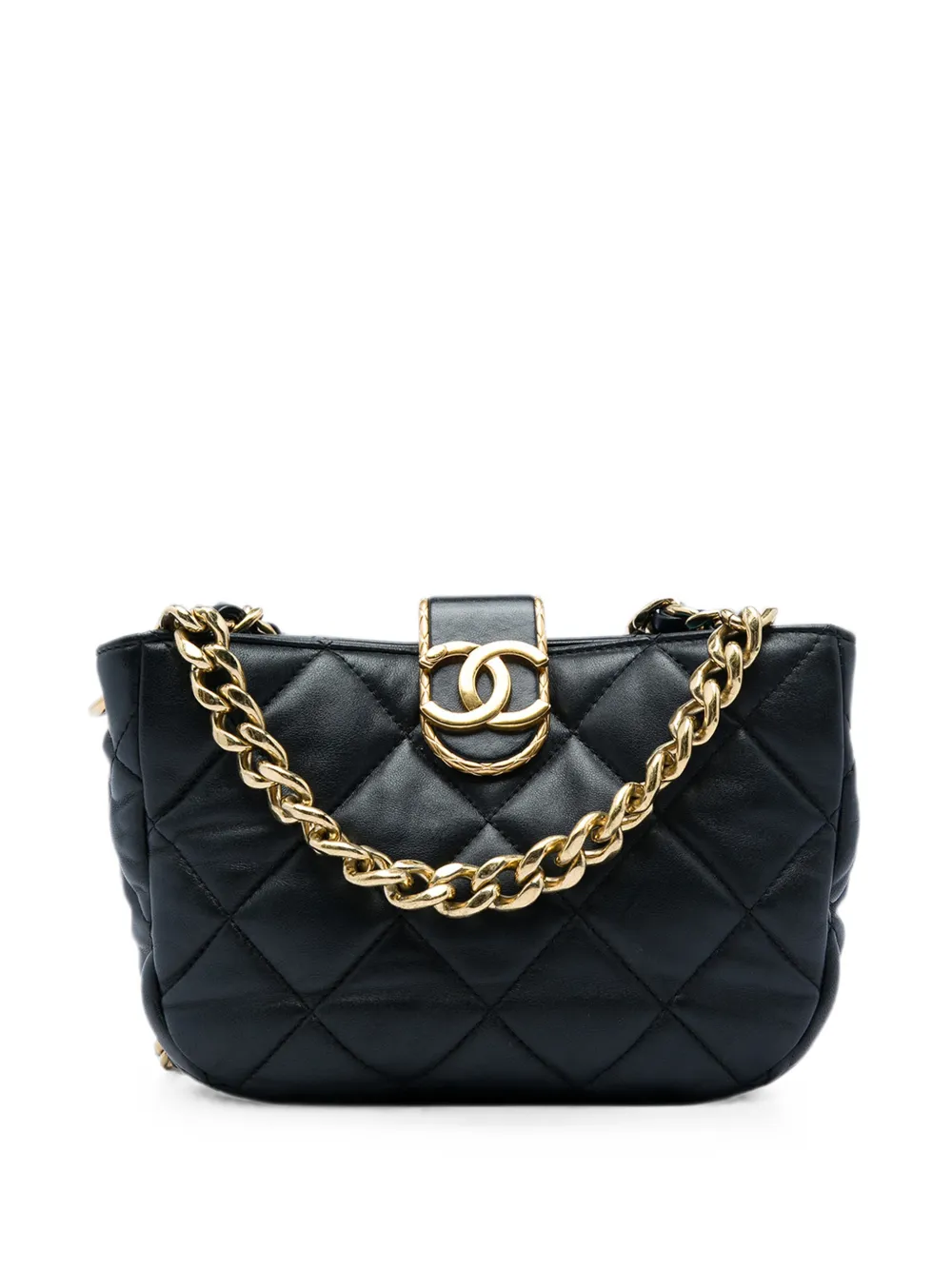 CHANEL Pre-Owned 2021-2026 CC Quilted Lambskin Chain Hobo Bag satchel - Nero