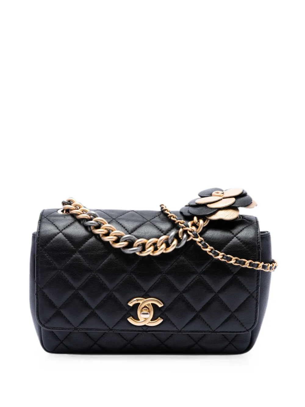 CHANEL Pre-Owned 2017-2018 Medium Quilted Lambskin Private Affair Camellia Flap crossbody bag - Schwarz
