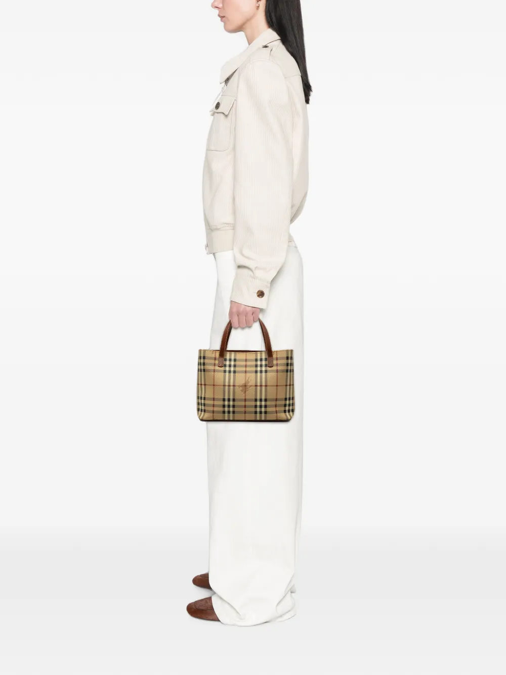 Burberry Pre-Owned 2000-2017 Mini Haymarket Check Coated Canvas tote bag - Nude