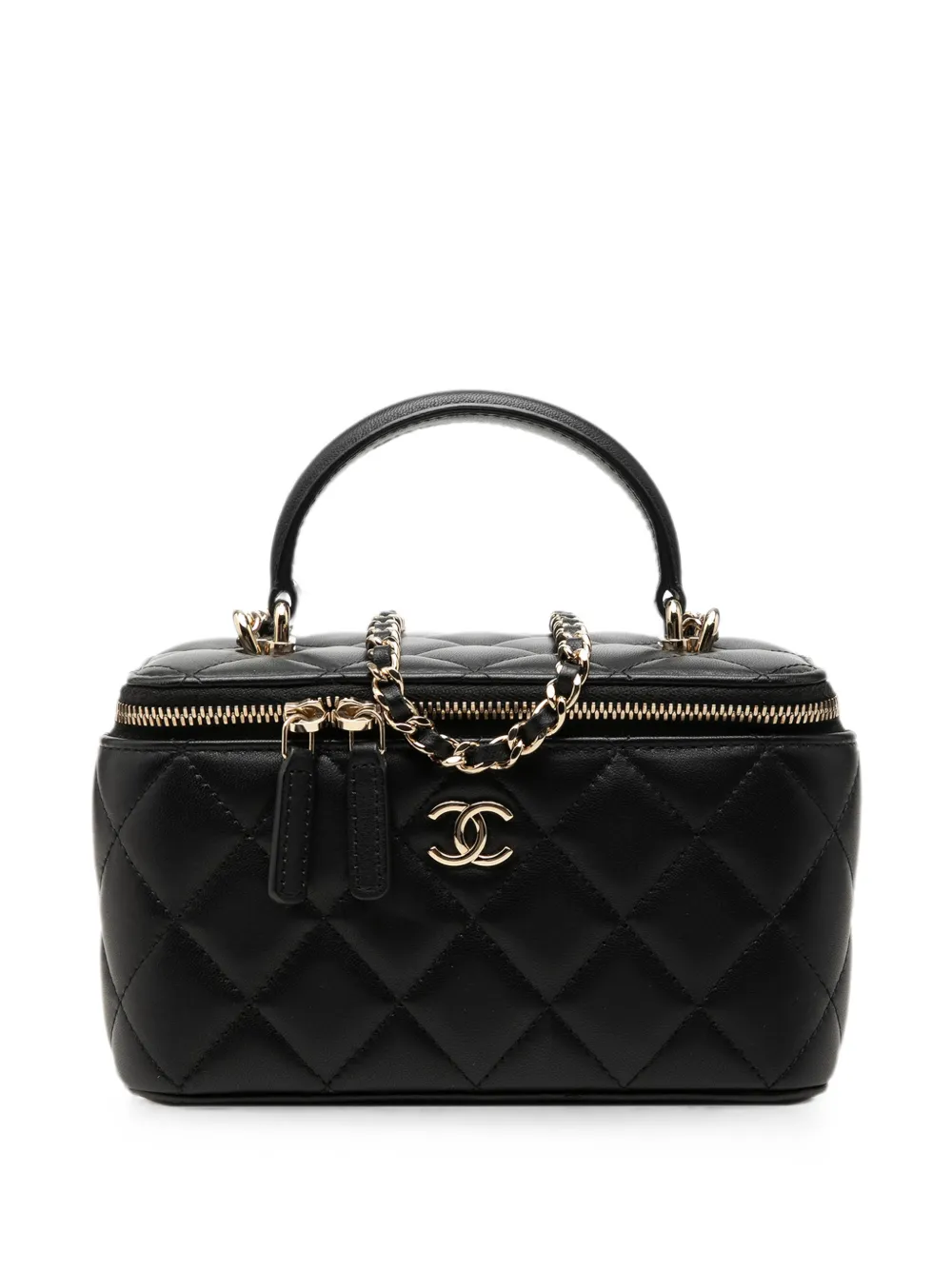 CHANEL Pre-Owned 2021-2026 Small Lambskin Top Handle Vanity Case with Chain satchel - Schwarz