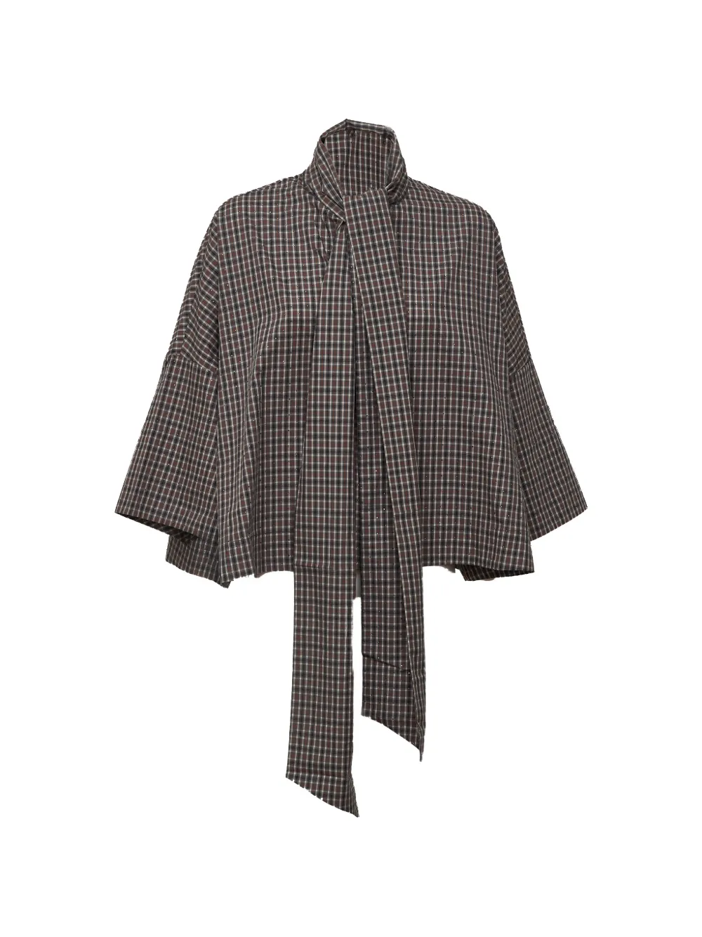 Essentiel Antwerp check-pattern pussy-bow blouse