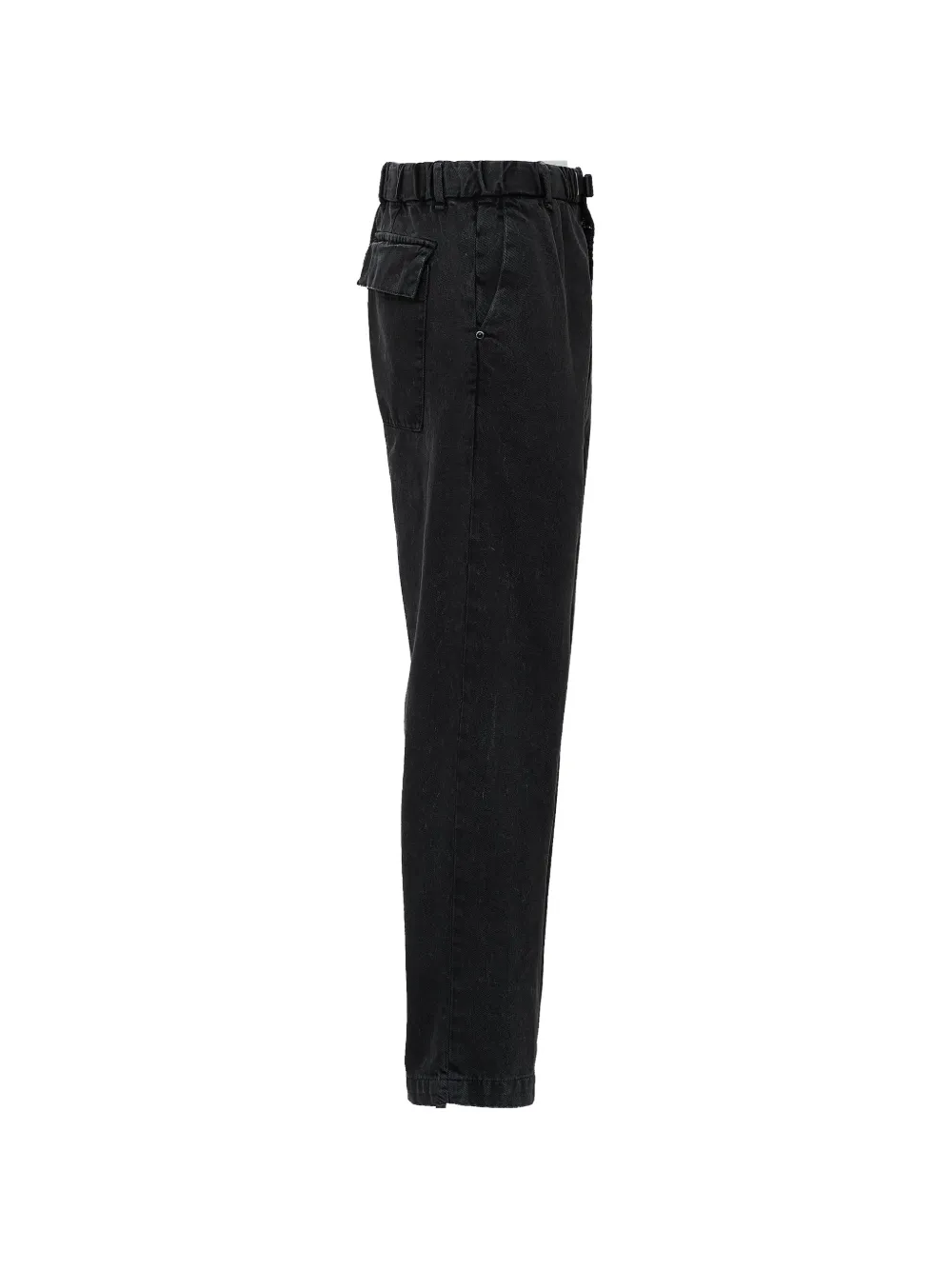 White Sand Fatigue belted cotton-bull trousers Zwart
