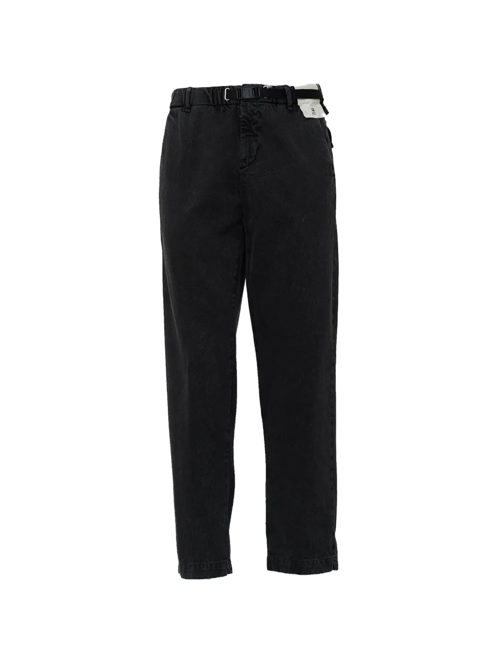 White Sand Fatigue belted cotton-bull trousers Zwart