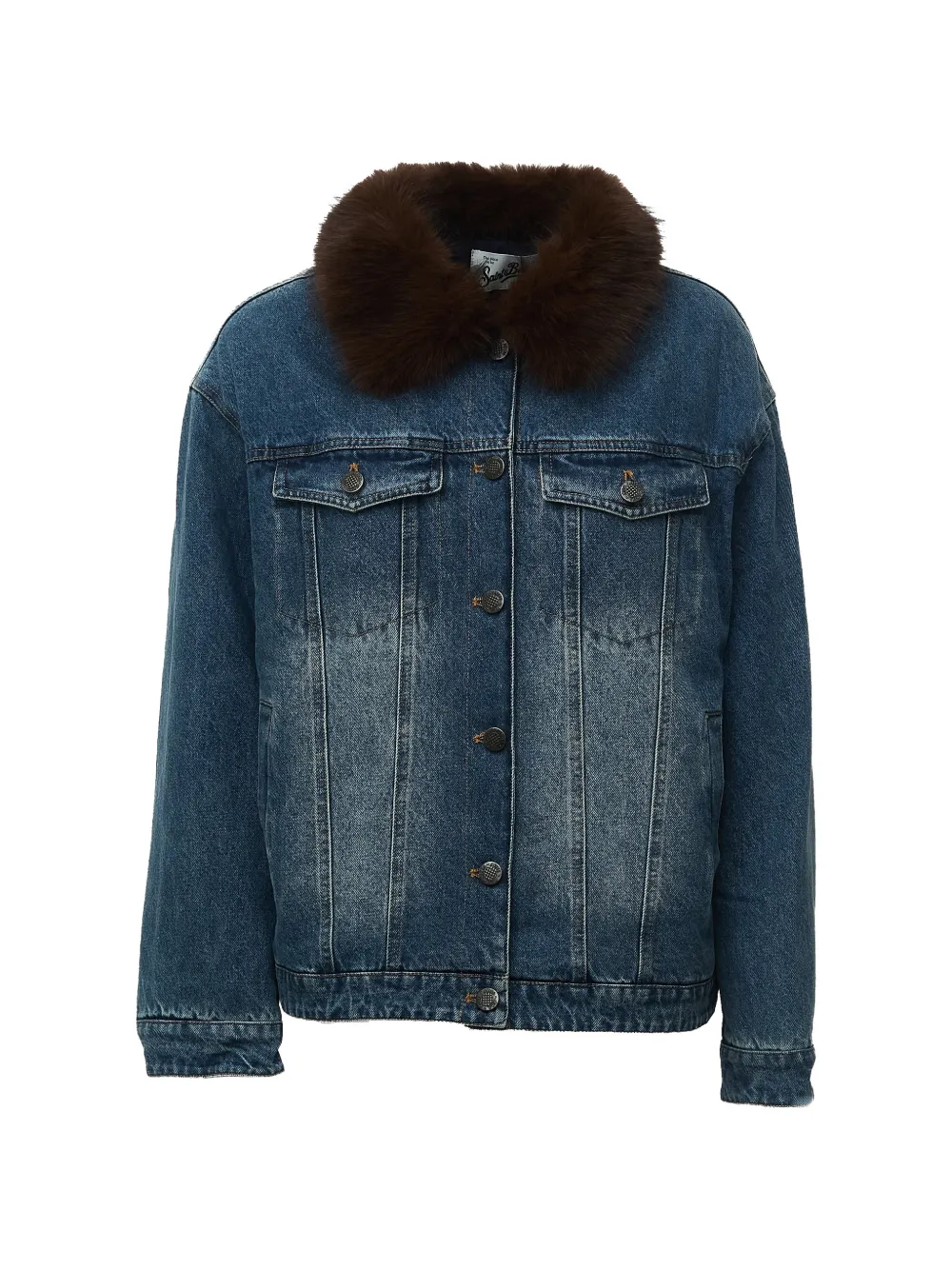 MC2 Saint Barth Spijkerjack met kraag van imitatiebont Blauw