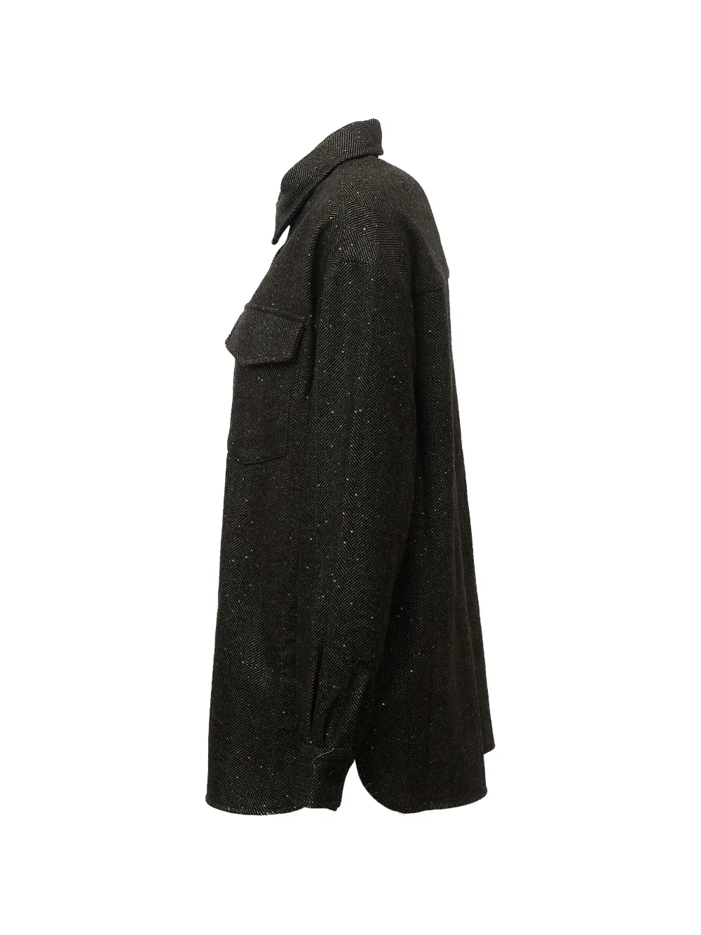 MC2 Saint Barth Cambry shirtjack van wolblend met visgraatpatroon Bruin