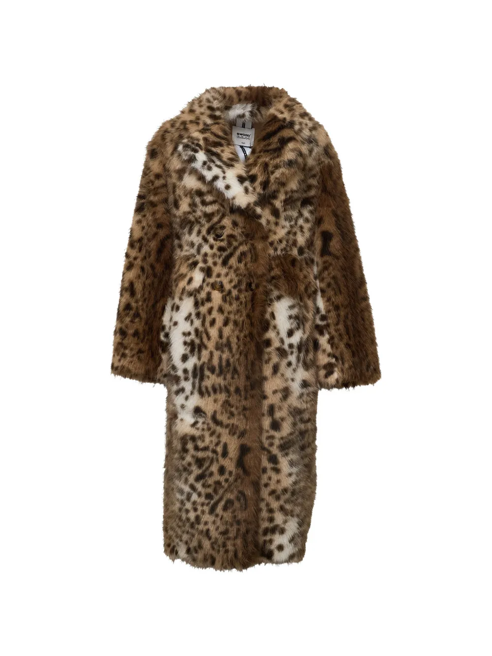 Sword faux fur leopard-print double-breasted coat