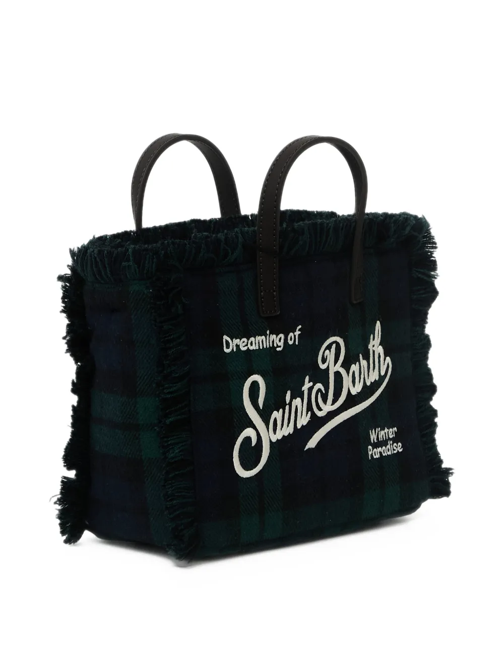 MC2 Saint Barth Vanity mini-shopper met tartanruit en franje Groen