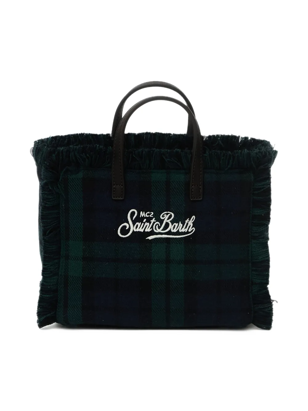 MC2 Saint Barth Vanity mini-shopper met tartanruit en franje Groen