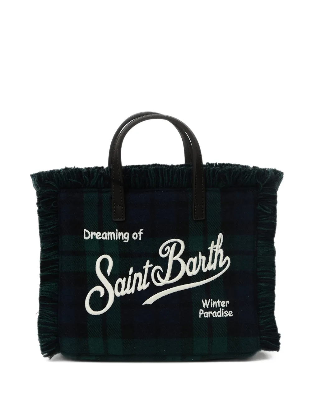 MC2 Saint Barth Vanity mini-shopper met tartanruit en franje Groen