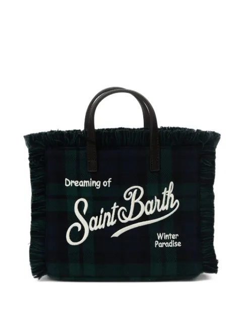 MC2 Saint Barth mini Vanity fringed-edge tartan-pattern tote bag