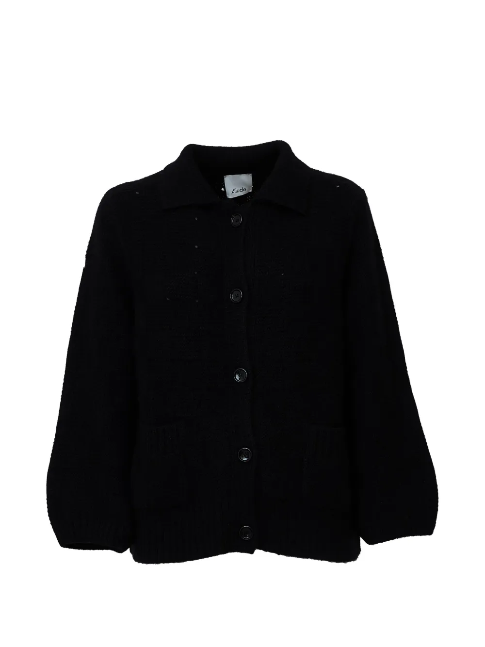 Allude button-down collared cardigan Zwart