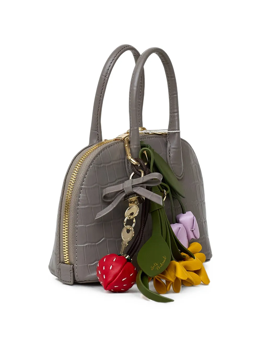 Self-Portrait Toast leren clutch met krokodillen-effect Grijs