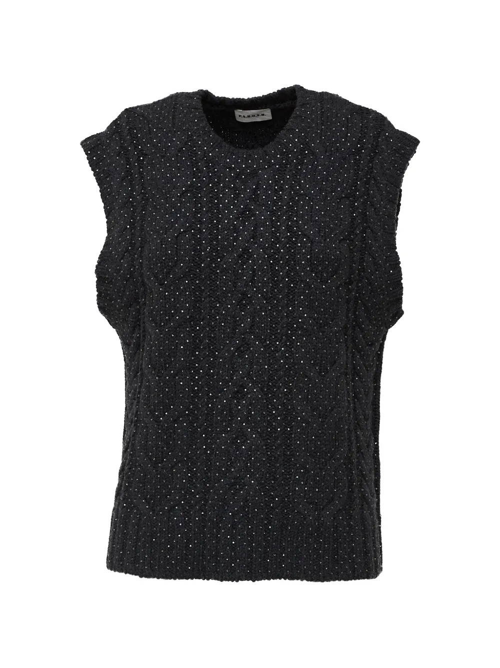 P.A.R.O.S.H. cable-knit rhinestone-embellished vest - Nero