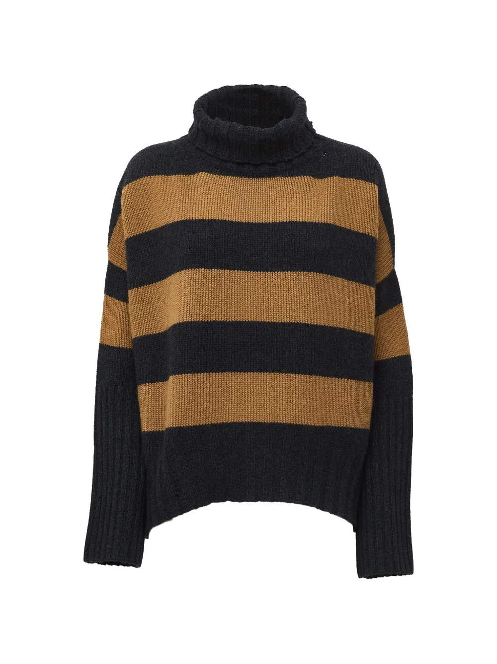BeYou striped roll-neck sweater - Marrone