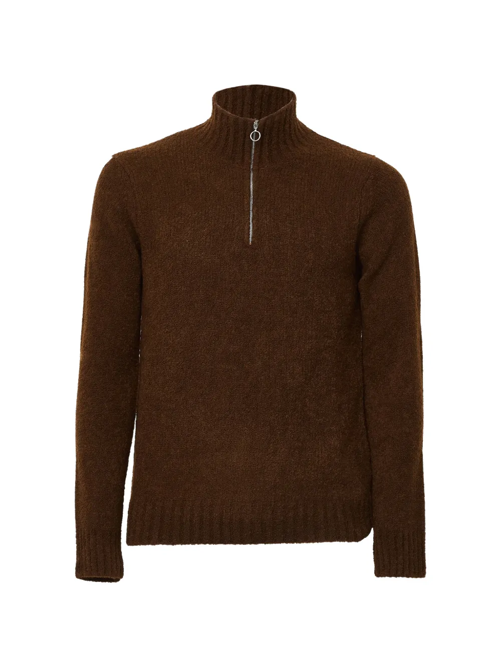 04651 / A TRIP IN A BAG quarter-zip mock-neck sweater - Braun
