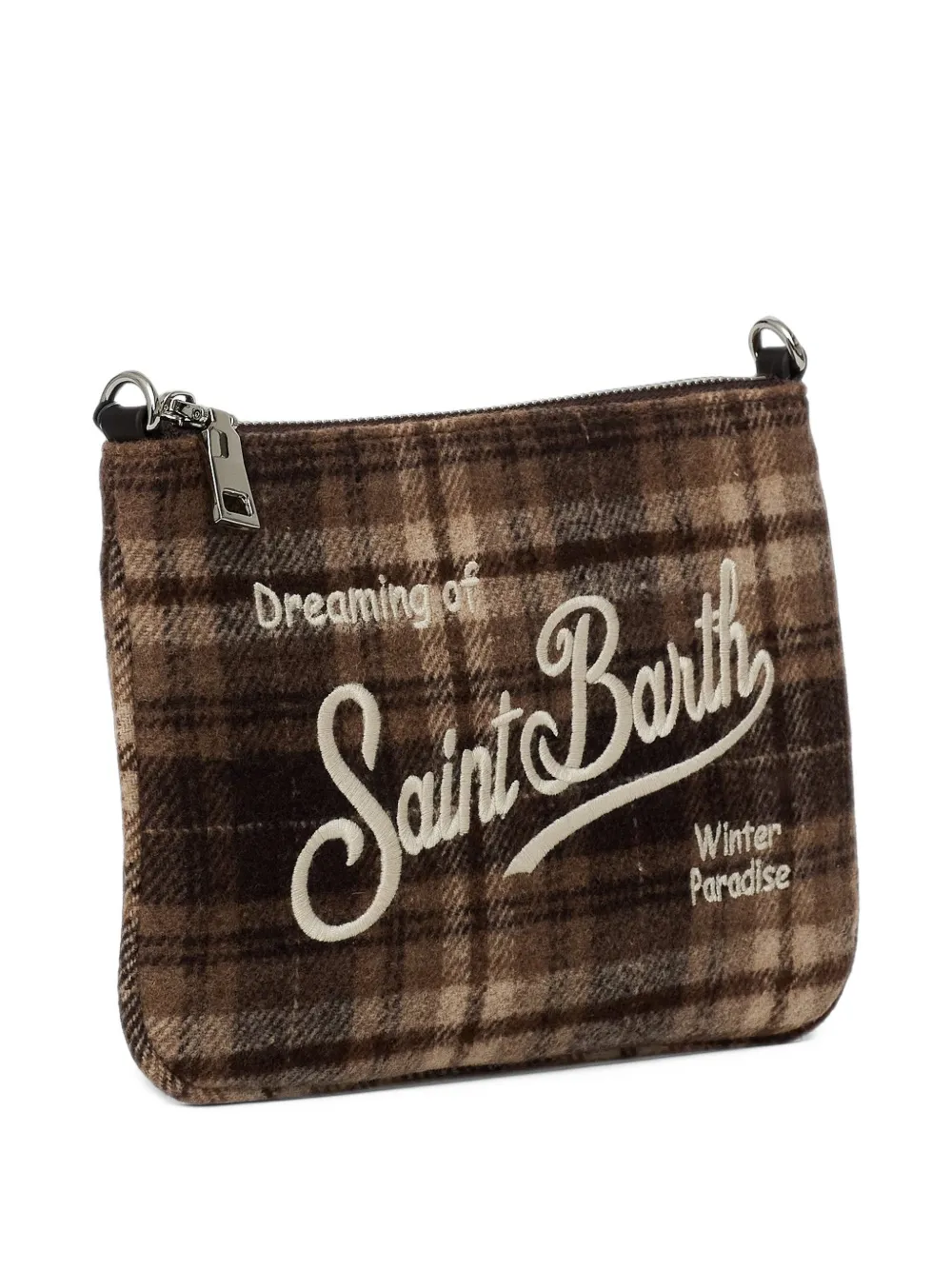 MC2 Saint Barth Parisienne mini tartan wool clutch bag Bruin