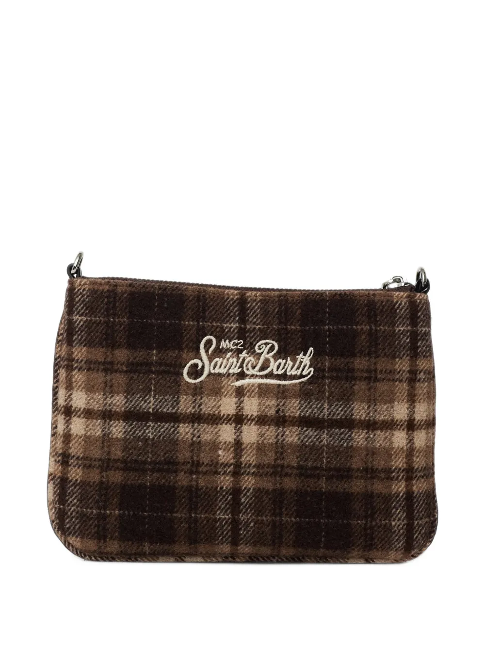 MC2 Saint Barth Parisienne mini tartan wool clutch bag Bruin