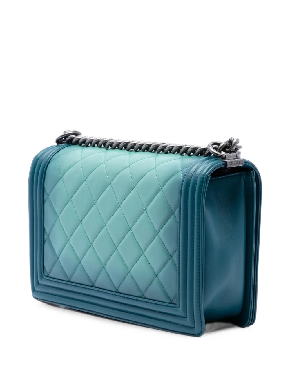 CHANEL Pre-Owned 2014 mittelgroße Boy Flap Umhängetasche aus gestepptem Kalbsleder - Blau