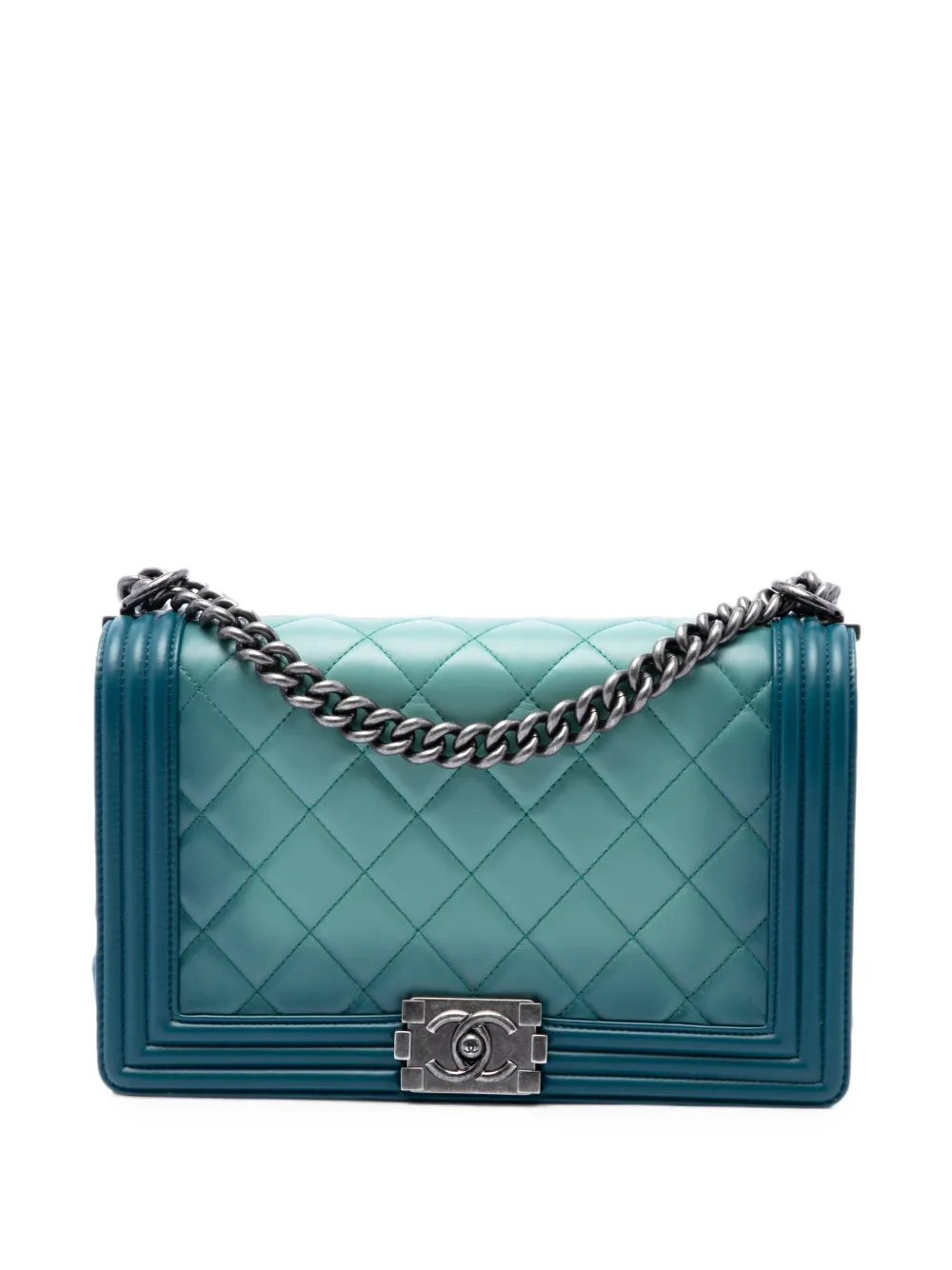 CHANEL Pre-Owned Borsa a tracolla Boy media in pelle di vitello trapuntata con battente 2014 - Blu