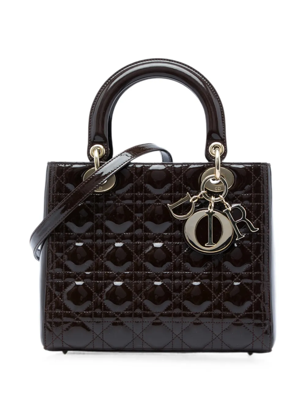 Christian Dior Pre-Owned 2010 Medium Patent Cannage Lady Dior satchel - Purple
