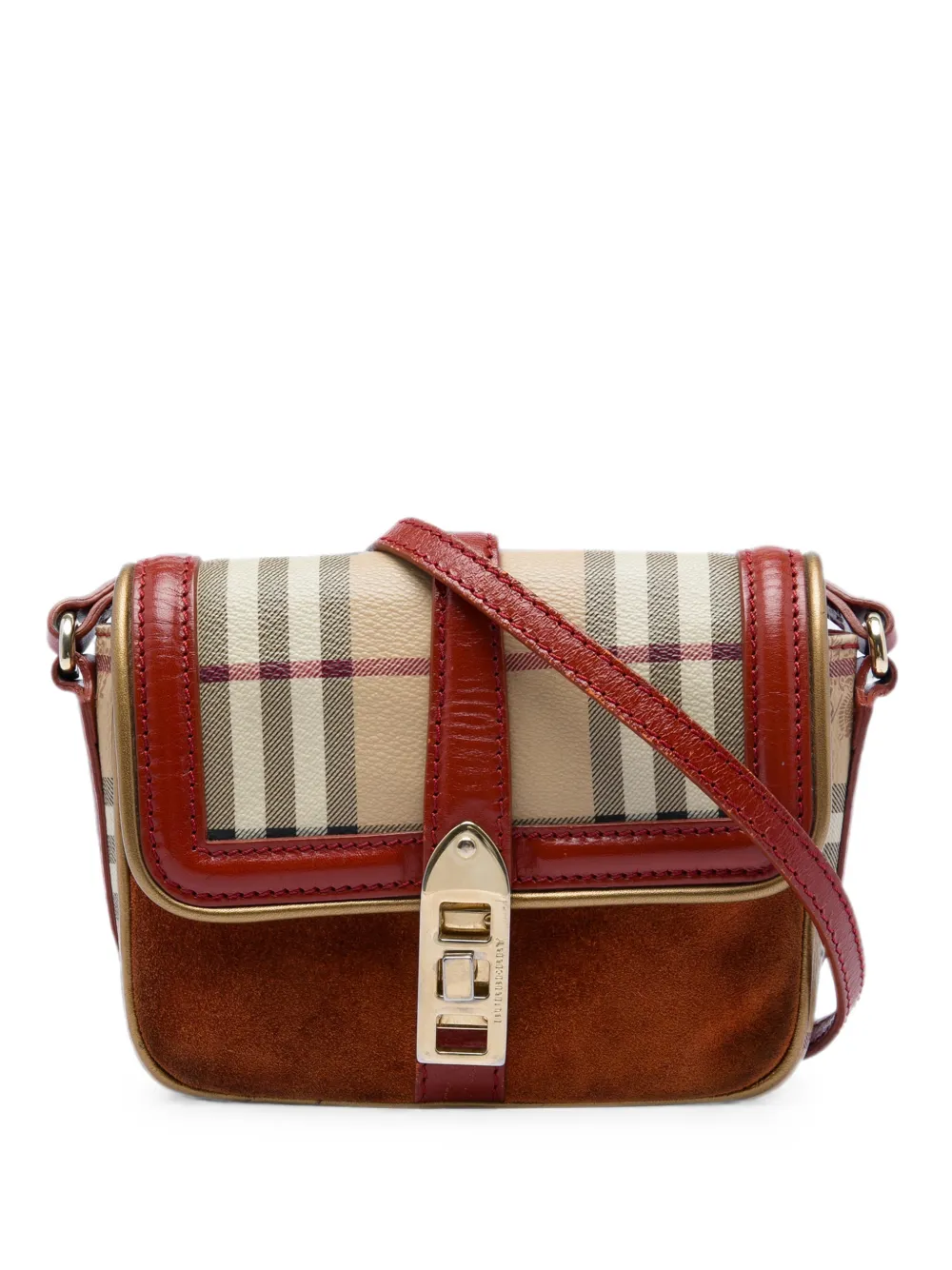 Burberry Pre-Owned 2000-2017 Mini Haymarket Check Coated Canvas and Suede Berkeley crossbody bag - Toni neutri
