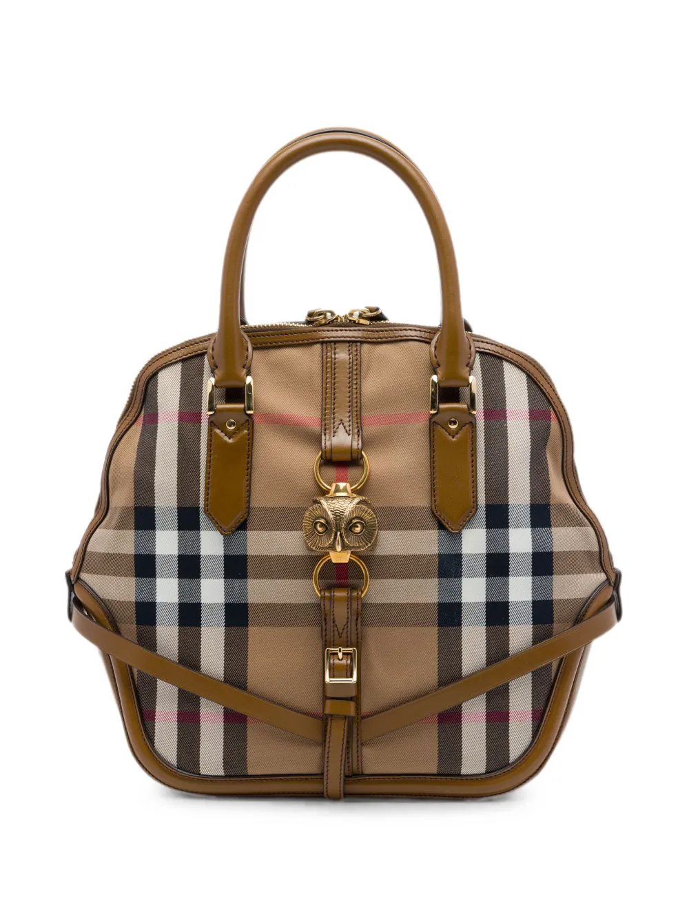 Burberry Pre-Owned 2000-2017 Medium House Check Canvas Bridle Owl Orchard handbag - Braun