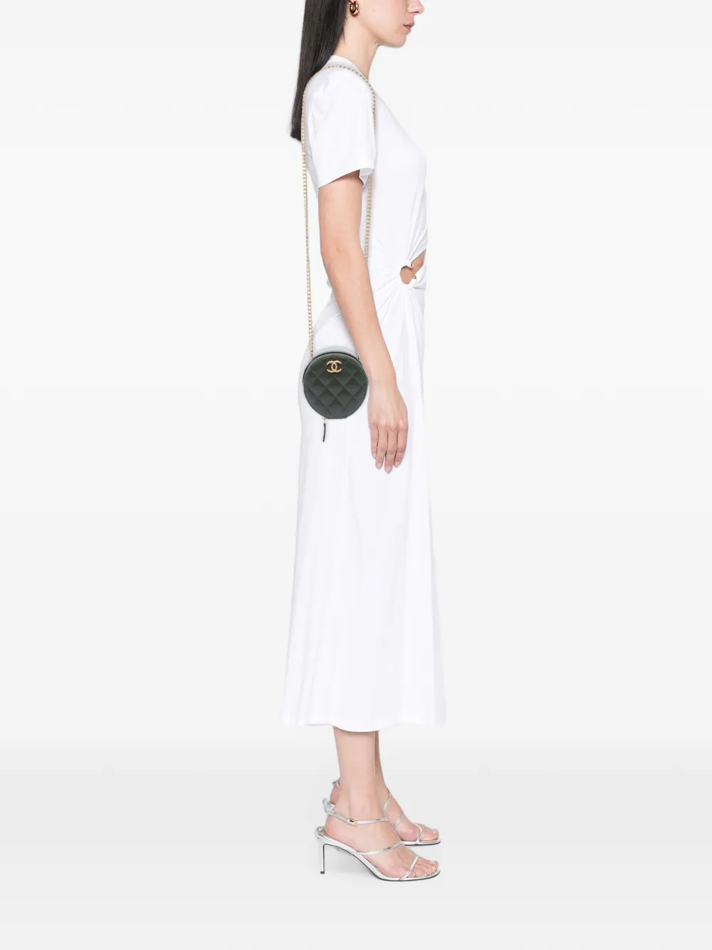 CHANEL Pre-Owned 2021-2026 CC Quilted Lambskin Round Clutch with Chain crossbody bag - Grün