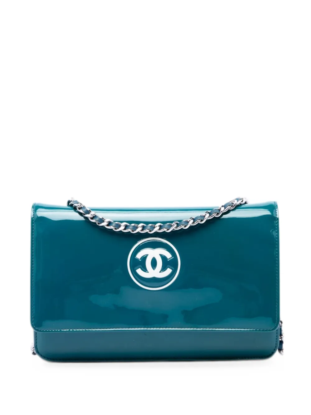 CHANEL Pre-Owned 2012-2013 CC Patent Wallet On Chain crossbody bag - Blau