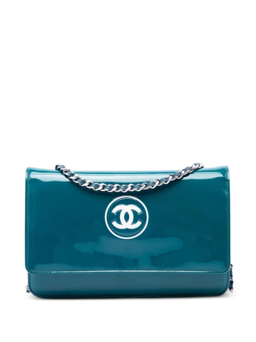 CHANEL Pre-Owned 2012-2013 CC Patent Wallet On Chain crossbody bag - Blu