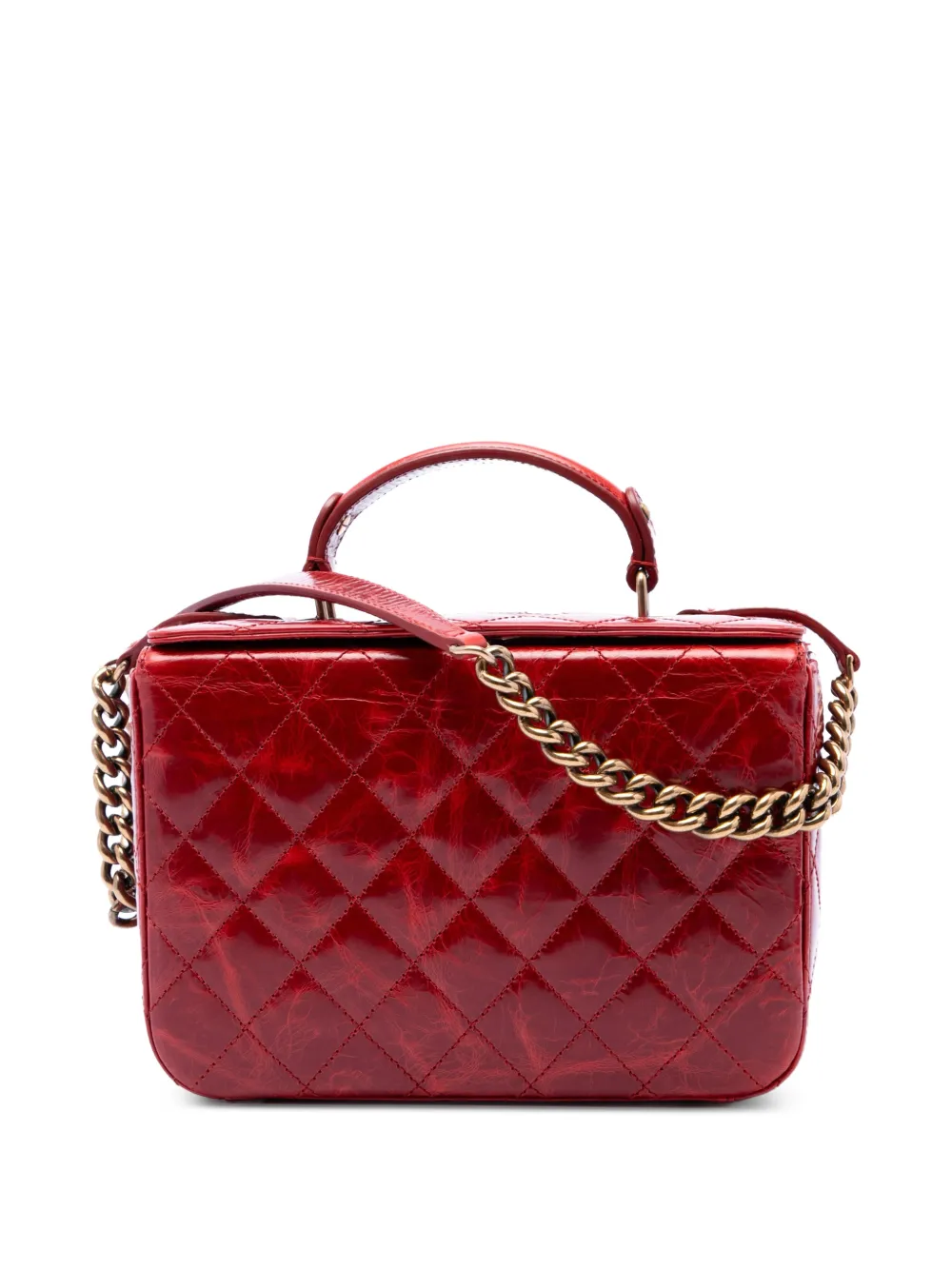 CHANEL Pre-Owned 2011 CC Quilted Glazed Calfskin Vanity Case satchel - Rosso