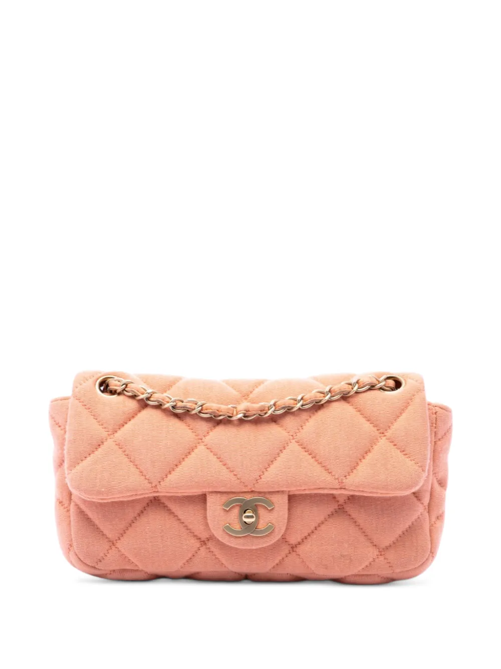 CHANEL Pre-Owned 2006-2008 CC Quilted Jersey East West Flap shoulder bag - Rosa