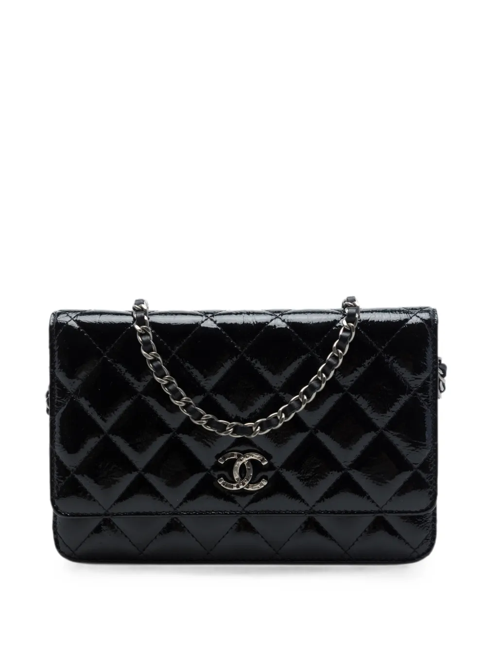 CHANEL Pre-Owned 2014 Paris Dallas CC Quilted Patent Goatskin Wallet on Chain crossbody bag - Schwarz
