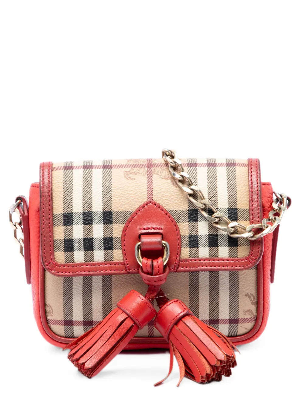 Burberry Pre-Owned 2010-2017 Mini Haymarket Check Coated Canvas Tassel crossbody bag - Nude