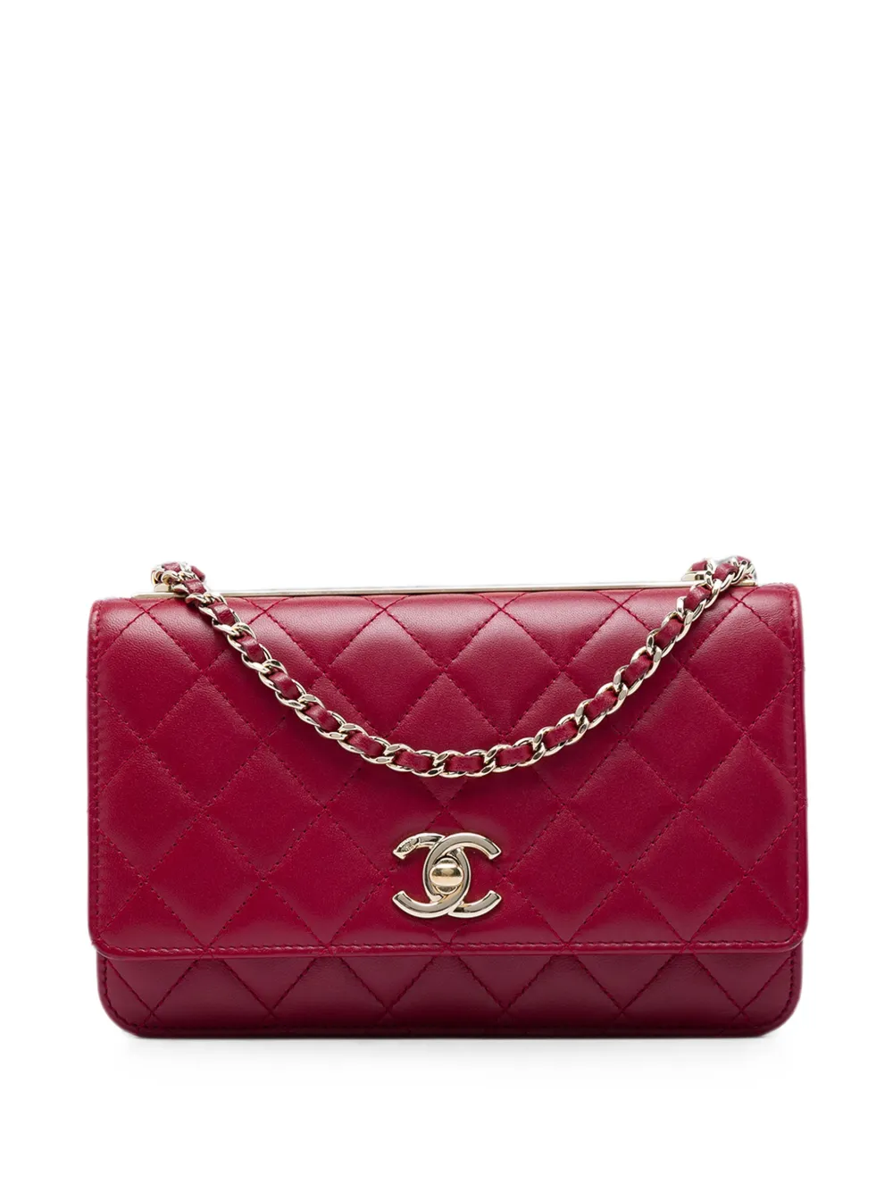 CHANEL Pre-Owned 2017-2018 Quilted Lambskin Trendy CC Wallet On Chain crossbody bag - Red