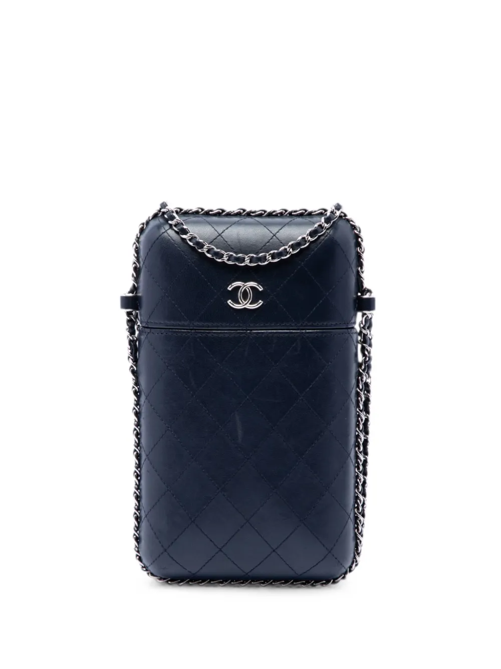 CHANEL Pre-Owned 2018 CC Quilted Lambskin Chain Around Phone Holder crossbody bag - Blau