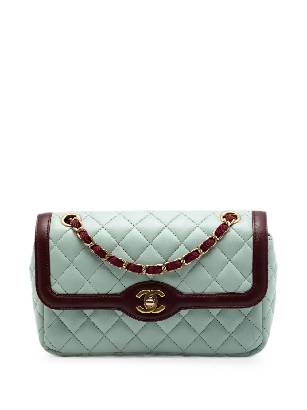 CHANEL Pre-Owned 2015-2016 Small Quilted Lambskin Two Tone Day Flap shoulder bag - Grün