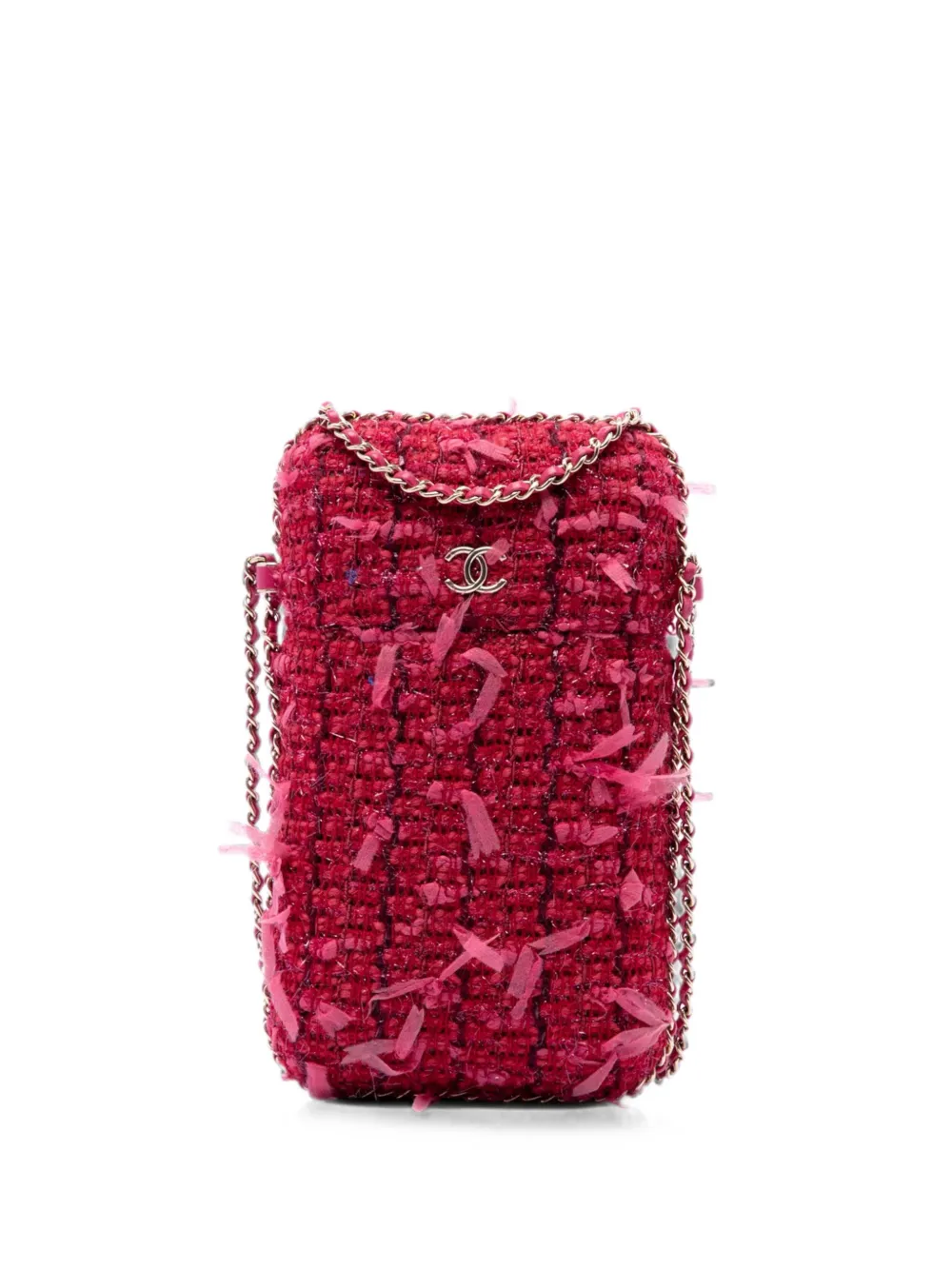 CHANEL Pre-Owned 2016-2017 Tweed Chain Around Phone Holder crossbody bag - Rosa