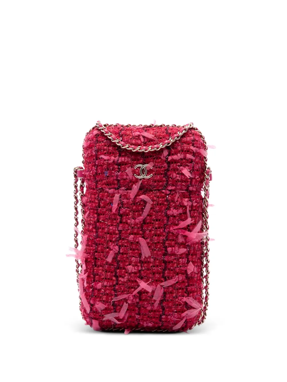 CHANEL Pre-Owned 2016-2017 Tweed Chain Around Phone Holder crossbody bag - Rosa