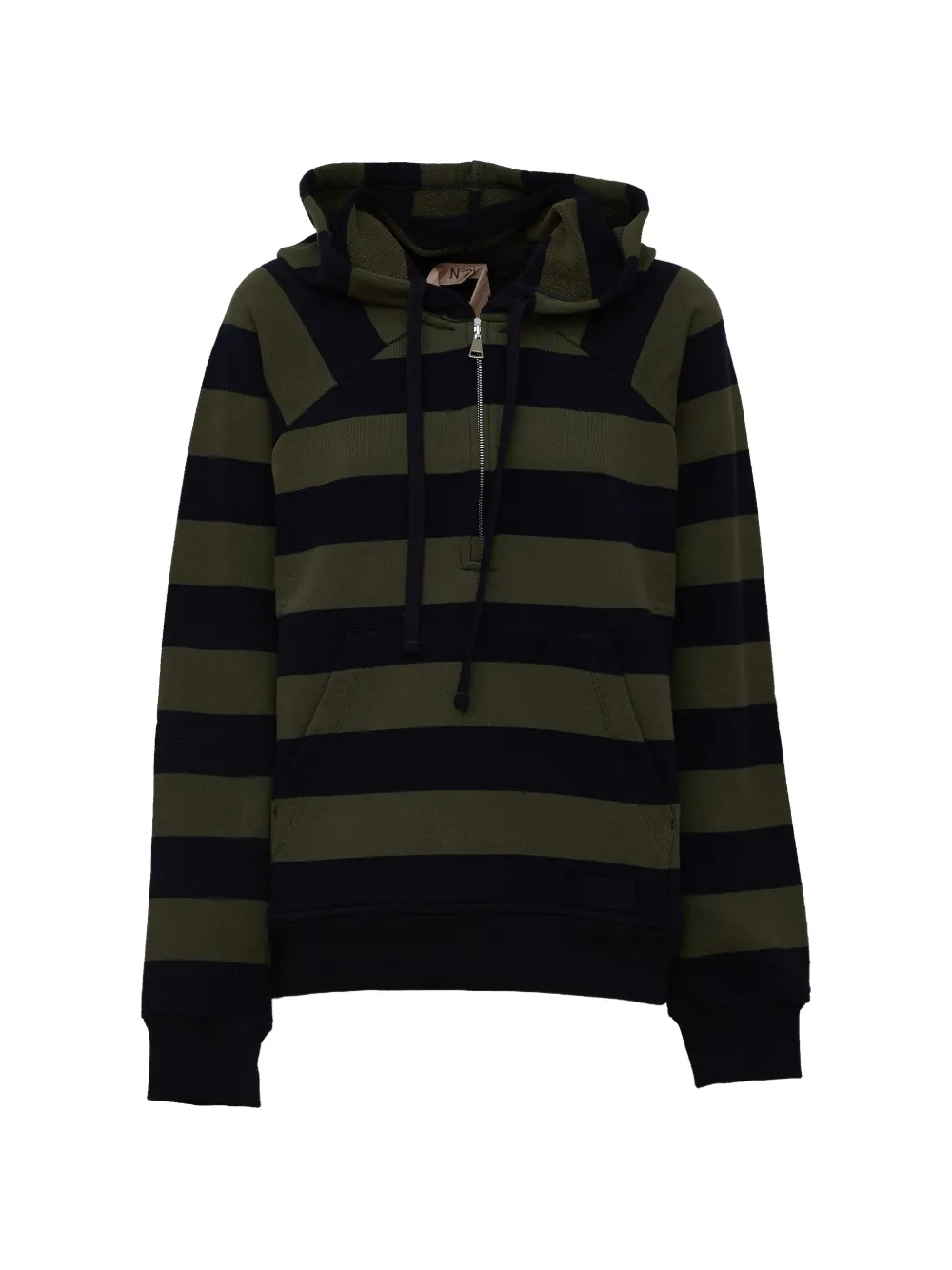 Nº21 horizontal-striped hoodie - Verde