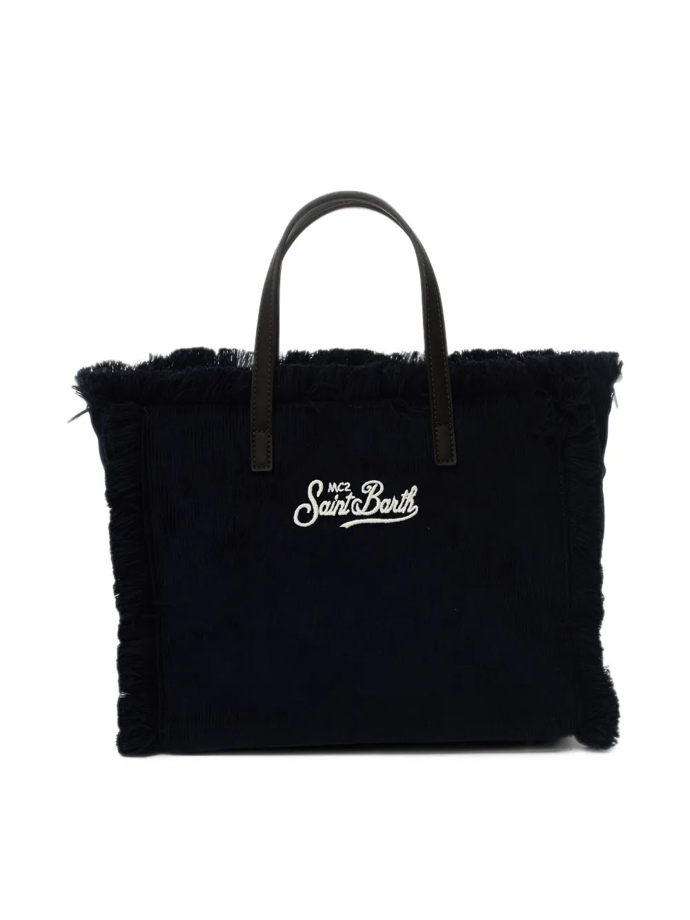 MC2 Saint Barth Colette ribfluwelen shopper met franje Blauw