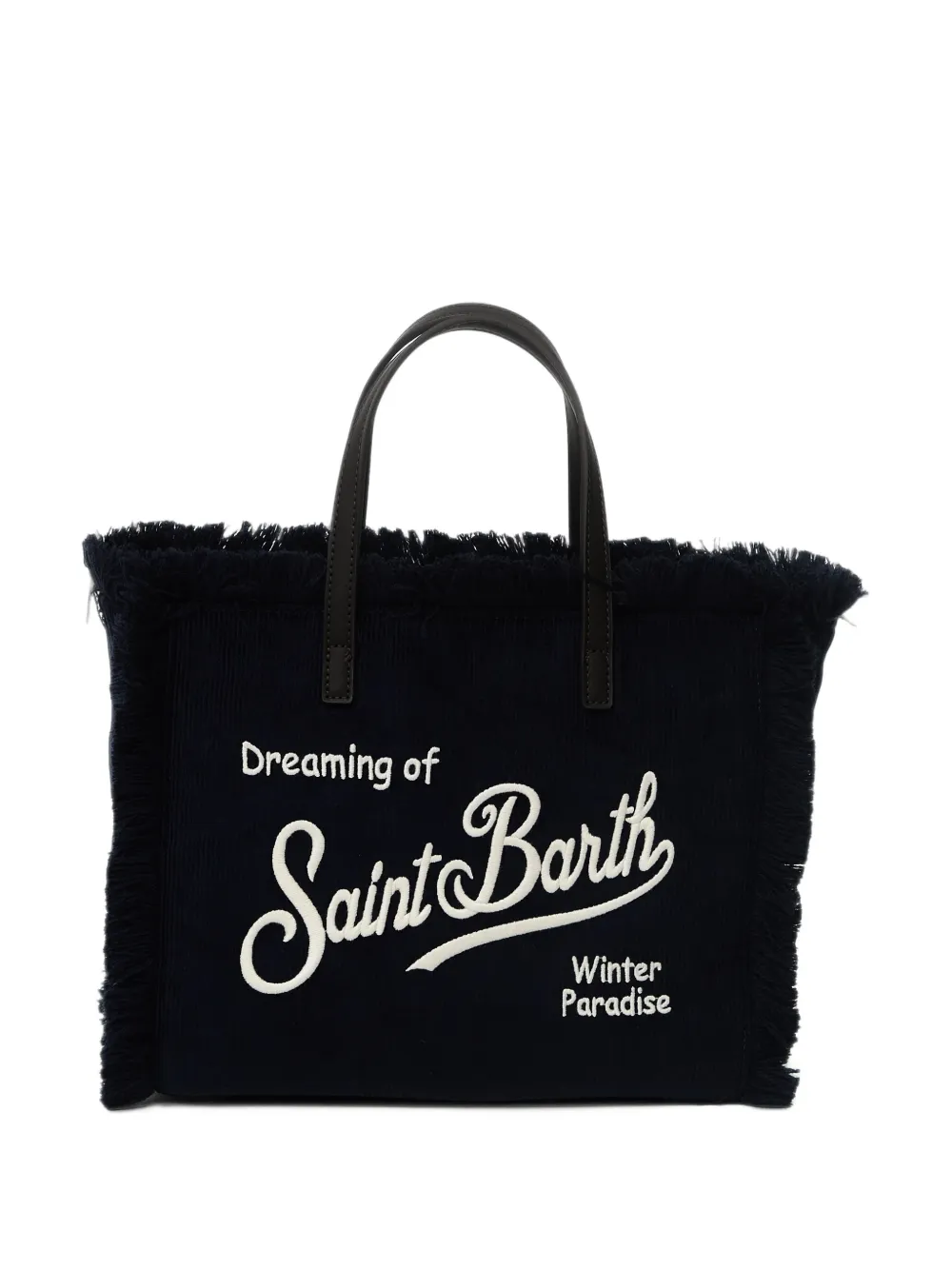 MC2 Saint Barth Colette ribfluwelen shopper met franje Blauw