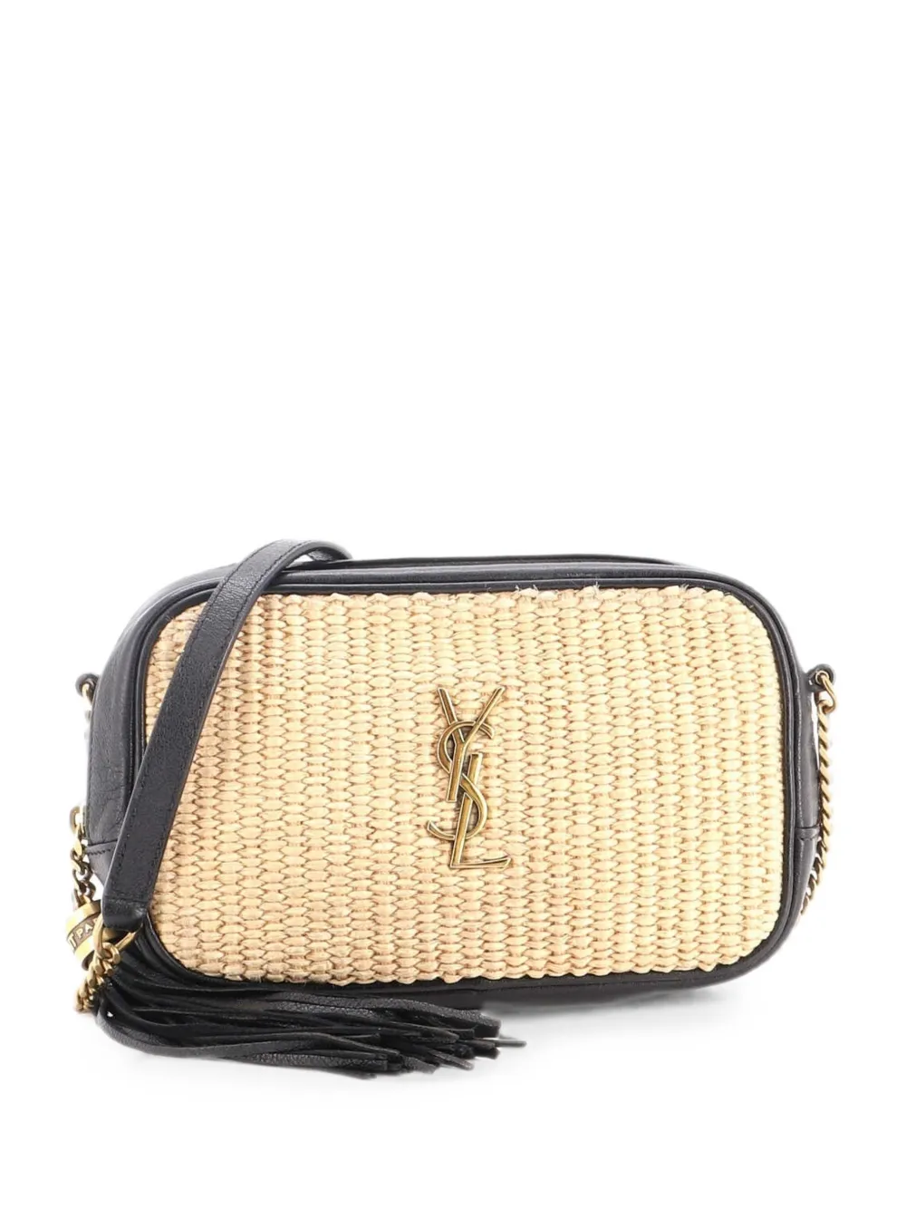 Saint Laurent Pre-Owned Lou Camera Bag Woven Raffia Mini crossbody bag - Nude
