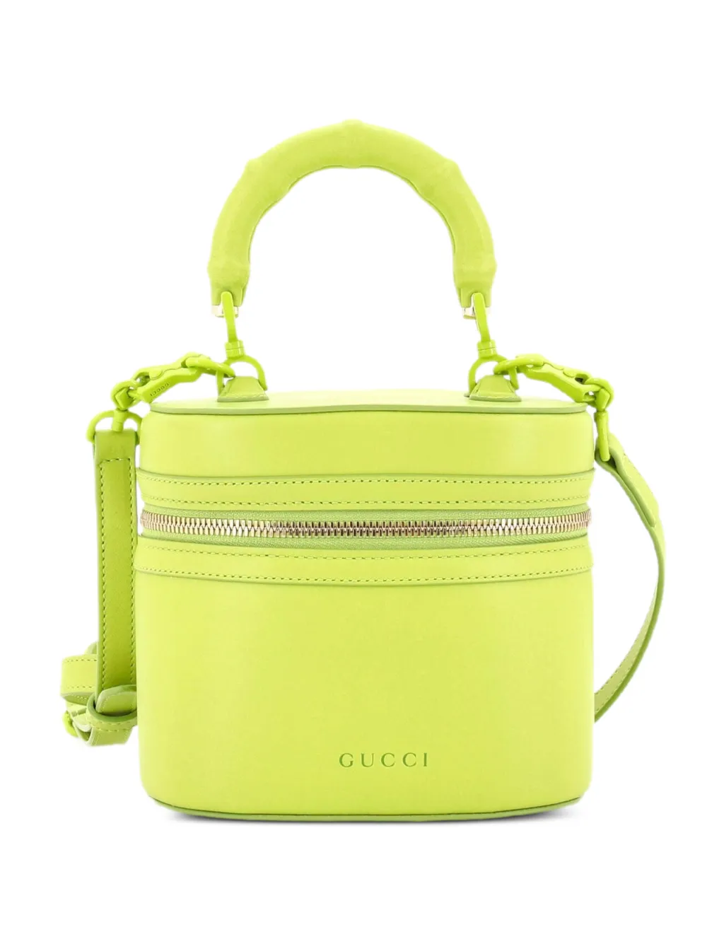 Gucci Pre-Owned Borsa a spalla Vanity mini in pelle con manico in bambù - Verde
